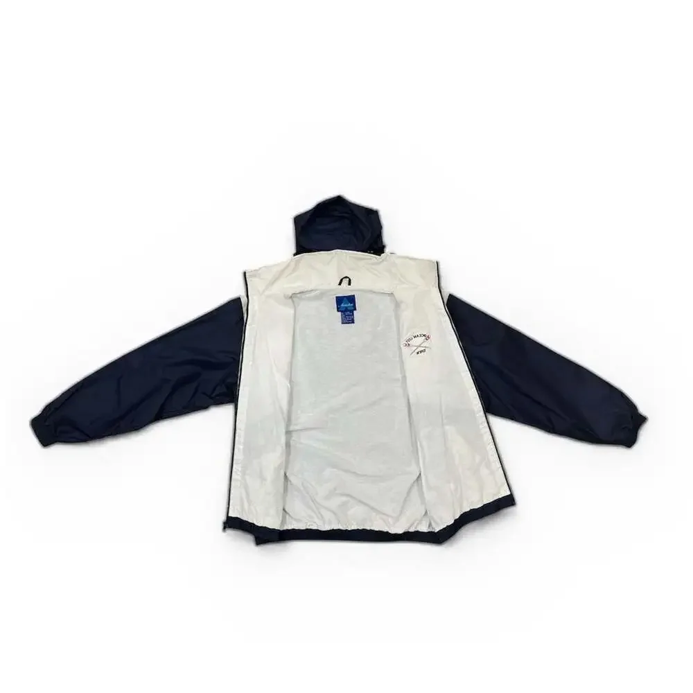 Vintage Acadia Ocean City Crew Windbreaker Jacket, Navy Blue/Cream - Size XL